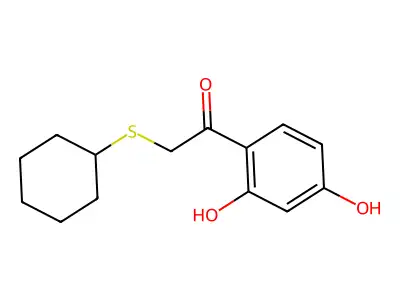 2-(Cyclohexylthio)-1-(2,4-dihydroxyphenyl)ethanone structure
