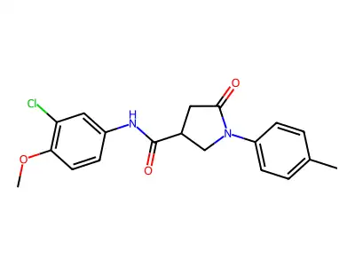N-(3-chloro-4-methoxyphenyl)-1-(4-methylphenyl)-5-oxopyrrolidine-3-carboxamide structure