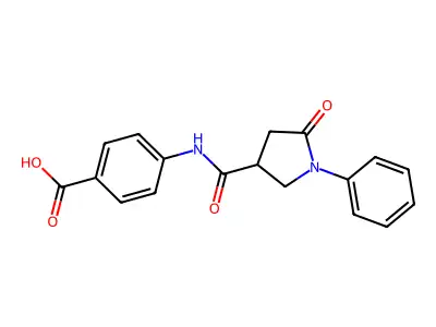 4-{[(5-Oxo-1-phenylpyrrolidin-3-yl)carbonyl]amino}benzoic acid structure