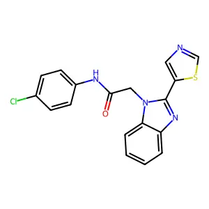 N-(4-Chlorophenyl)-2-[2-(1,3-thiazol-5-yl)-1H-benzimidazol-1-yl]acetamide structure