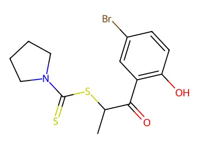 2-(5-Bromo-2-hydroxyphenyl)-1-methyl-2-oxoethyl 1-pyrrolidinecarbodithioate structure