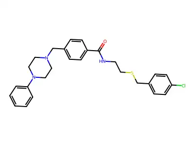 N-[2-[(4-chlorophenyl)methylsulfanyl]ethyl]-4-[(4-phenylpiperazin-1-yl)methyl]benzamide structure