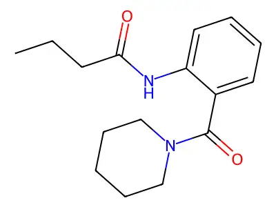 N-[2-(1-piperidinylcarbonyl)phenyl]butanamide structure