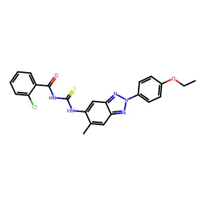2-chloro-N-[[2-(4-ethoxyphenyl)-6-methylbenzotriazol-5-yl]carbamothioyl]benzamide structure