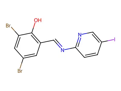 2,4-Dibromo-6-{[(5-iodo-2-pyridinyl)imino]methyl}benzenol structure