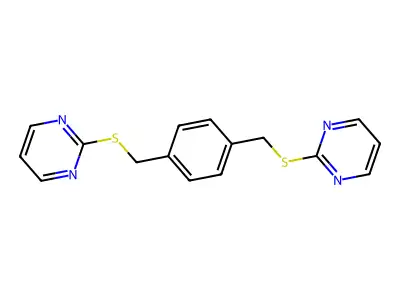 2-[[4-(pyrimidin-2-ylsulfanylmethyl)phenyl]methylsulfanyl]pyrimidine structure