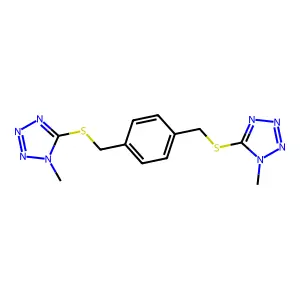 1-methyl-5-[[4-[(1-methyltetrazol-5-yl)sulfanylmethyl]phenyl]methylsulfanyl]tetrazole structure