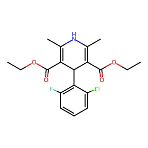 3,5-diethyl 4-(2-chloro-6-fluorophenyl)-2,6-dimethyl-1,4-dihydropyridine-3,5-dicarboxylate structure