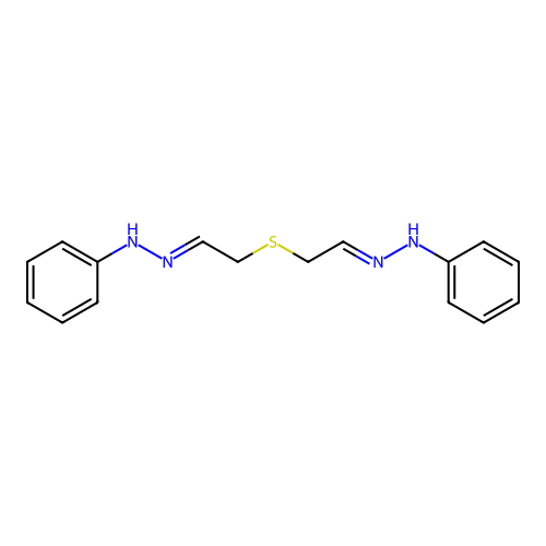 N-[(E)-2-[(2E)-2-(phenylhydrazinylidene)ethyl]sulfanylethylideneamino]aniline structure