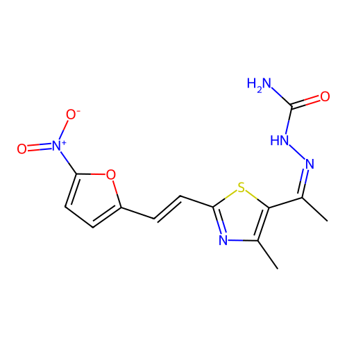 Semicarbazide, 1-(1-(4-methyl-2-(2-(5-nitrofuryl)vinyl)-5-thiazolyl)ethylidene)- structure
