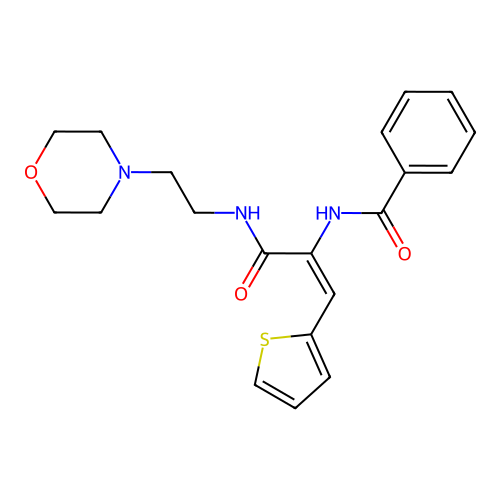 N-[1-(2-morpholin-4-ylethylcarbamoyl)-2-thiophen-2-yl-ethenyl]benzamide structure