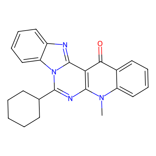 7-cyclohexyl-5-methylbenzimidazo[1',2':1,6]pyrimido[4,5-b]quinolin-14(5H)-one structure