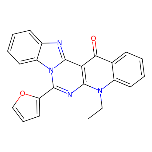 5-ethyl-7-(furan-2-yl)benzimidazo[1',2':1,6]pyrimido[4,5-b]quinolin-14(5H)-one structure