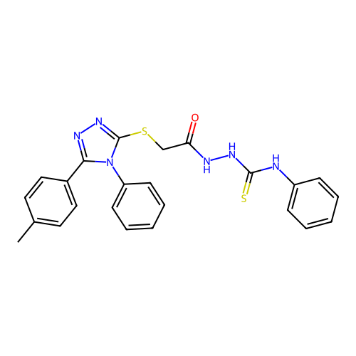 1-[[2-[[5-(4-methylphenyl)-4-phenyl-1,2,4-triazol-3-yl]sulfanyl]acetyl]amino]-3-phenyl-thiourea structure