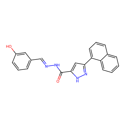 N'-[(E)-(3-hydroxyphenyl)methylidene]-3-(naphthalen-1-yl)-1H-pyrazole-5-carbohydrazide structure