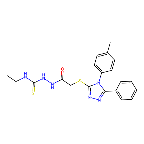 1-ethyl-3-[[2-[[4-(4-methylphenyl)-5-phenyl-1,2,4-triazol-3-yl]sulfanyl]acetyl]amino]thiourea structure