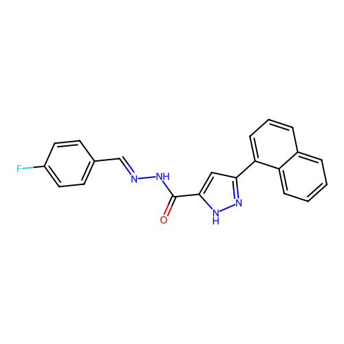 N'-[(E)-(4-fluorophenyl)methylidene]-3-(naphthalen-1-yl)-1H-pyrazole-5-carbohydrazide structure