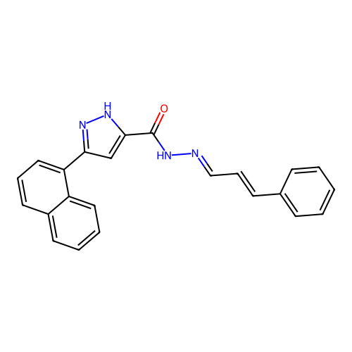 (E)-3-(naphthalen-1-yl)-N'-((E)-3-phenylallylidene)-1H-pyrazole-5-carbohydrazide structure