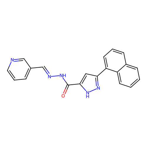 3-(1-naphthyl)-N'-(3-pyridinylmethylene)-1H-pyrazole-5-carbohydrazide structure