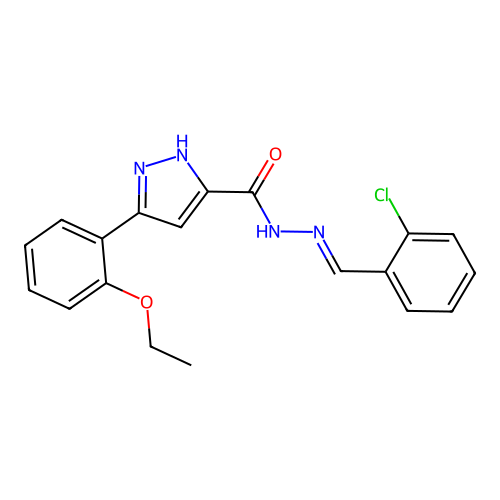 N'-[(E)-(2-chlorophenyl)methylidene]-3-(2-ethoxyphenyl)-1H-pyrazole-5-carbohydrazide structure