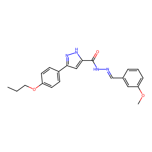 N'-(3-methoxybenzylidene)-3-(4-propoxyphenyl)-1H-pyrazole-5-carbohydrazide structure