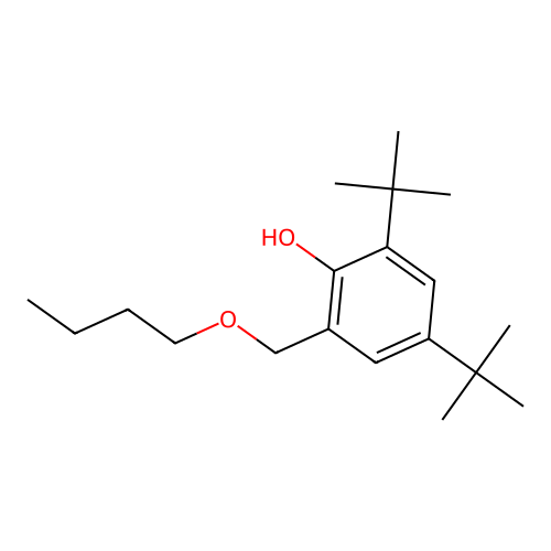 2,4-Di-t-butyl-6-butoxymethyl-1-hydroxybenzene structure