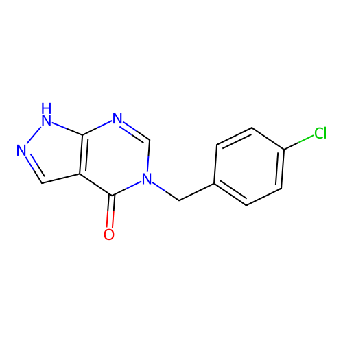 5-(4-chlorobenzyl)-1,5-dihydro-4H-pyrazolo[3,4-d]pyrimidin-4-one structure