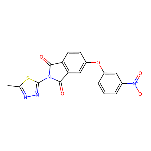 2-(5-methyl-1,3,4-thiadiazol-2-yl)-5-(3-nitrophenoxy)-1H-isoindole-1,3(2H)-dione structure