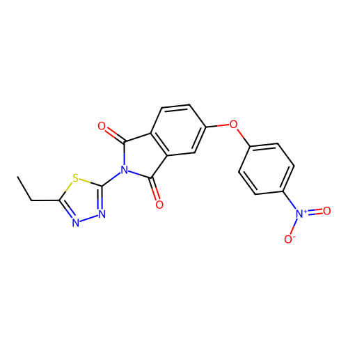 2-(5-Ethyl-[1,3,4]thiadiazol-2-yl)-5-(4-nitro-phenoxy)-isoindole-1,3-dione structure