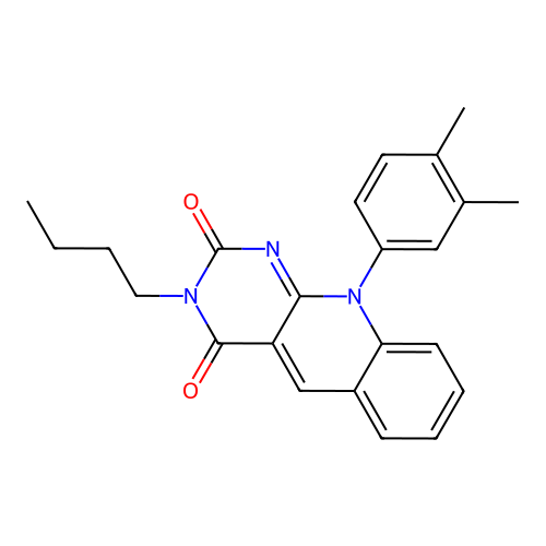 3-butyl-10-(3,4-dimethylphenyl)pyrimido[4,5-b]quinoline-2,4(3H,10H)-dione structure