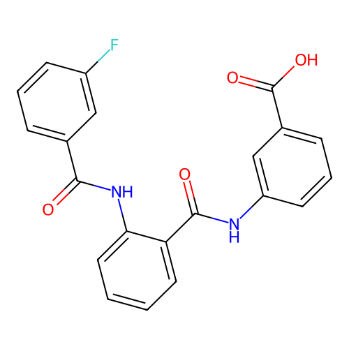 3-{[(2-{[(3-Fluorophenyl)carbonyl]amino}phenyl)carbonyl]amino}benzoic acid structure