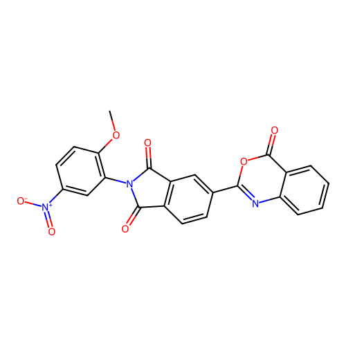 2-(2-methoxy-5-nitrophenyl)-5-(4-oxo-4H-3,1-benzoxazin-2-yl)-1H-isoindole-1,3(2H)-dione structure