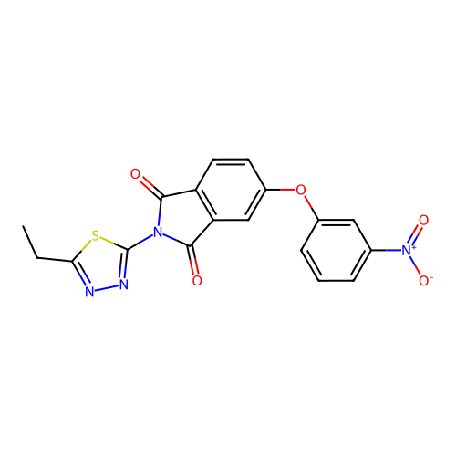 2-(5-ethyl-1,3,4-thiadiazol-2-yl)-5-(3-nitrophenoxy)-1H-isoindole-1,3(2H)-dione structure