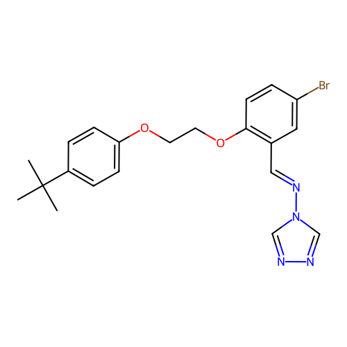 N-[(E)-{5-bromo-2-[2-(4-tert-butylphenoxy)ethoxy]phenyl}methylidene]-4H-1,2,4-triazol-4-amine structure