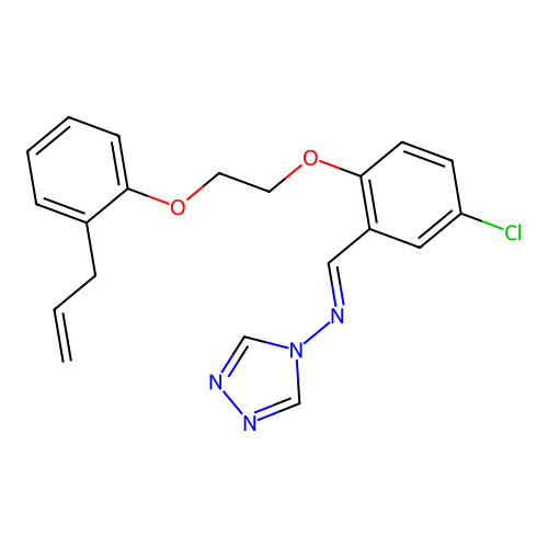 N-[(E)-(5-chloro-2-{2-[2-(prop-2-en-1-yl)phenoxy]ethoxy}phenyl)methylidene]-4H-1,2,4-triazol-4-amine structure