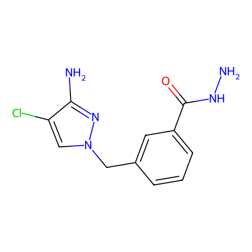 3-[(3-amino-4-chloro-1H-pyrazol-1-yl)methyl]benzohydrazide structure