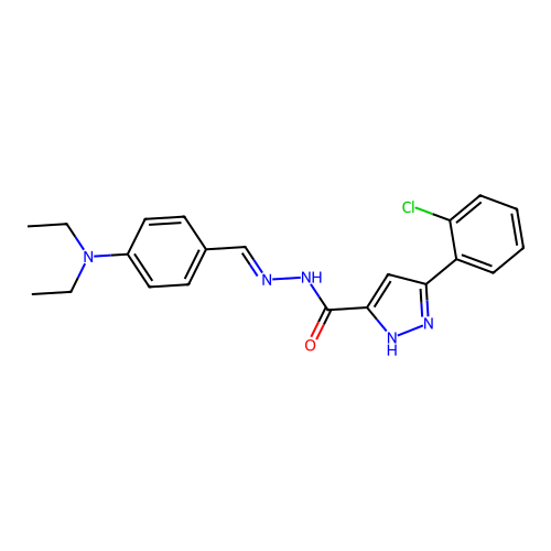 3-(2-chlorophenyl)-N'-{(E)-[4-(diethylamino)phenyl]methylidene}-1H-pyrazole-5-carbohydrazide structure