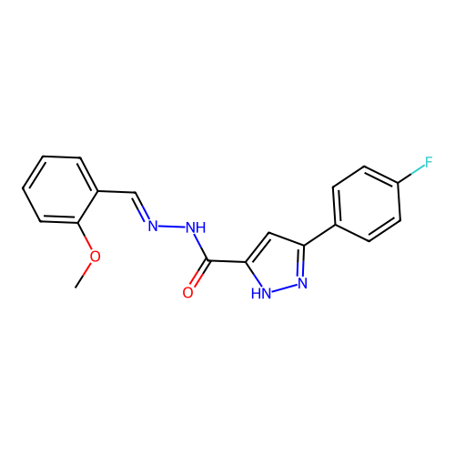 3-(4-Fluorophenyl)-N'-(2-methoxybenzylidene)-1H-pyrazole-5-carbohydrazide structure
