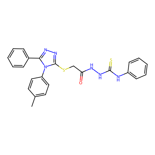 1-[[2-[[4-(4-methylphenyl)-5-phenyl-1,2,4-triazol-3-yl]sulfanyl]acetyl]amino]-3-phenyl-thiourea structure