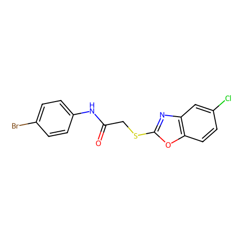 N-(4-bromophenyl)-2-[(5-chloro-1,3-benzoxazol-2-yl)sulfanyl]acetamide structure