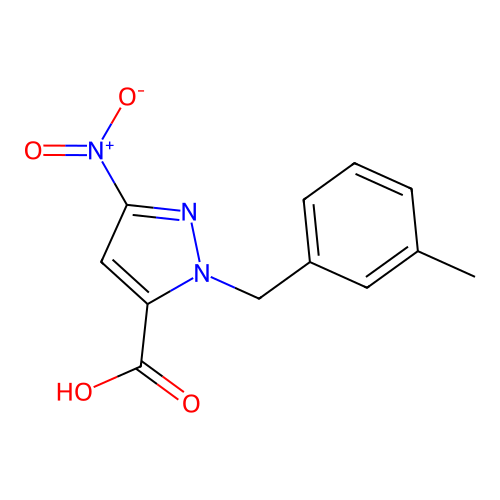 3-nitro-1-(3-methylbenzyl)-1H-pyrazole-5-carboxylic acid structure