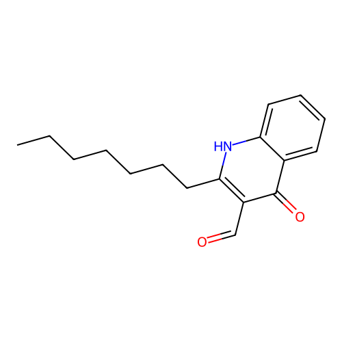 3-formyl-2-heptyl-4(1H)-quinolone structure