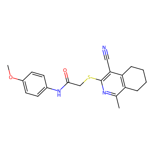 2-[(4-cyano-1-methyl-5,6,7,8-tetrahydroisoquinolin-3-yl)sulfanyl]-N-(4-methoxyphenyl)acetamide structure