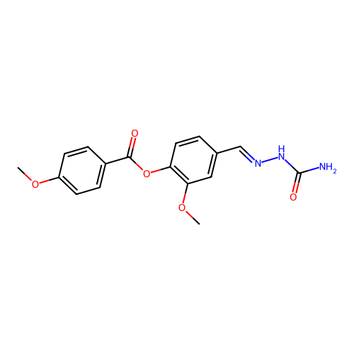 4-{(E)-[(aminocarbonyl)hydrazono]methyl}-2-methoxyphenyl 4-methoxybenzoate structure