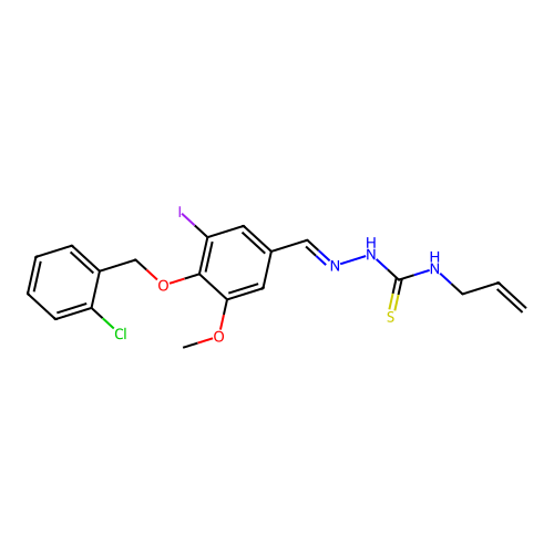 (E)-N-allyl-2-(4-((2-chlorobenzyl)oxy)-3-iodo-5-methoxybenzylidene)hydrazinecarbothioamide structure
