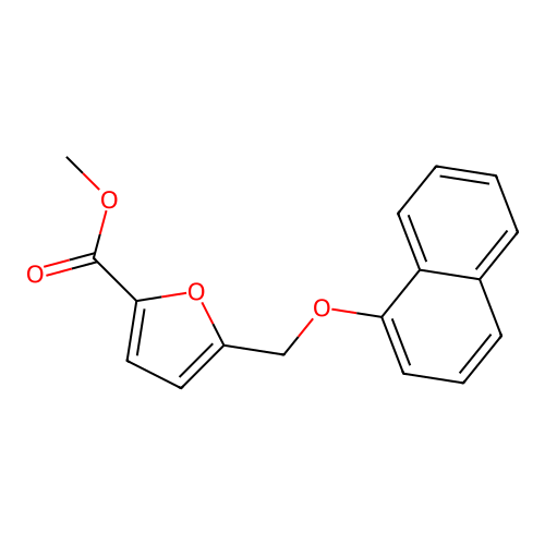 Methyl 5-[(1-naphthyloxy)methyl]-2-furoate structure