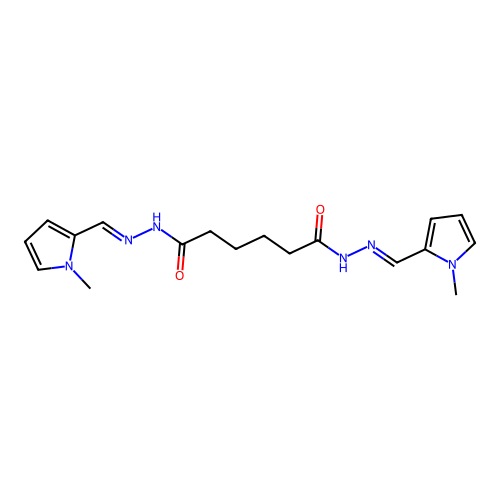 N'~1~,N'~6~-bis[(E)-(1-methyl-1H-pyrrol-2-yl)methylidene]hexanedihydrazide structure
