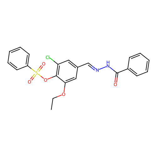 4-(2-Benzoylcarbohydrazonoyl)-2-chloro-6-ethoxyphenyl benzenesulfonate structure