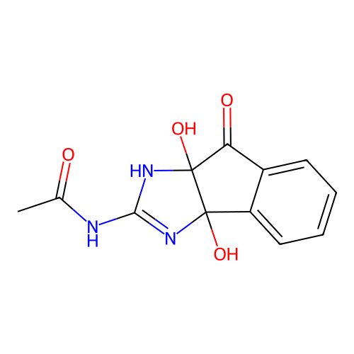 N-(3a,8a-dihydroxy-8-oxo-3,3a,8,8a-tetrahydroindeno[1,2-d]imidazol-2-yl)acetamide structure