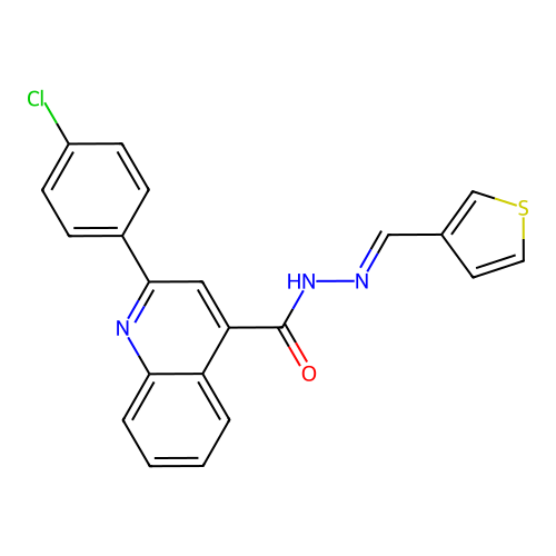 2-(4-chlorophenyl)-N'-(3-thienylmethylene)-4-quinolinecarbohydrazide structure